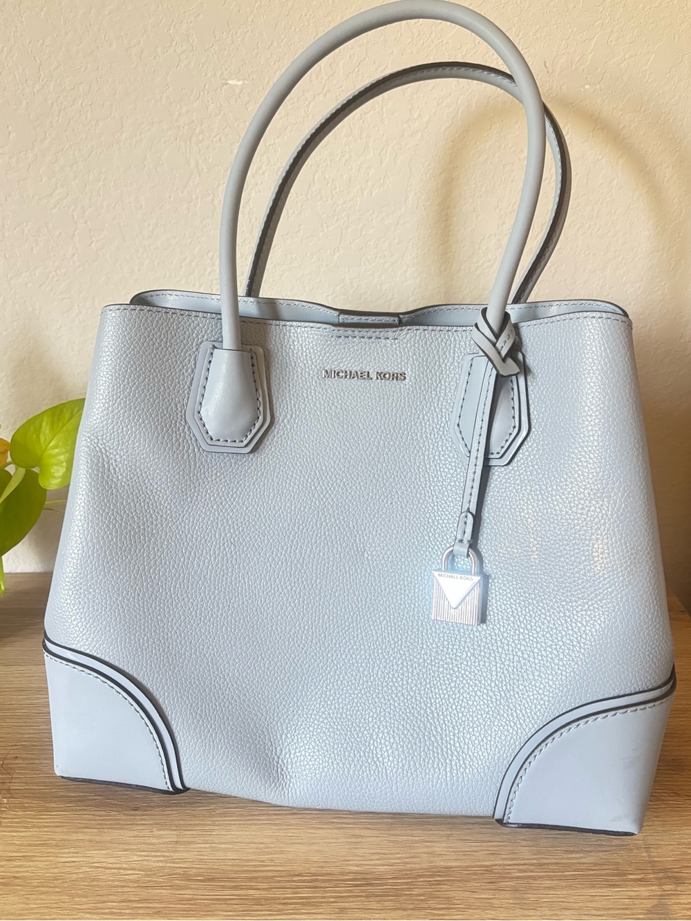 Michael Kors Powder Blue Pebbled Leather Tote